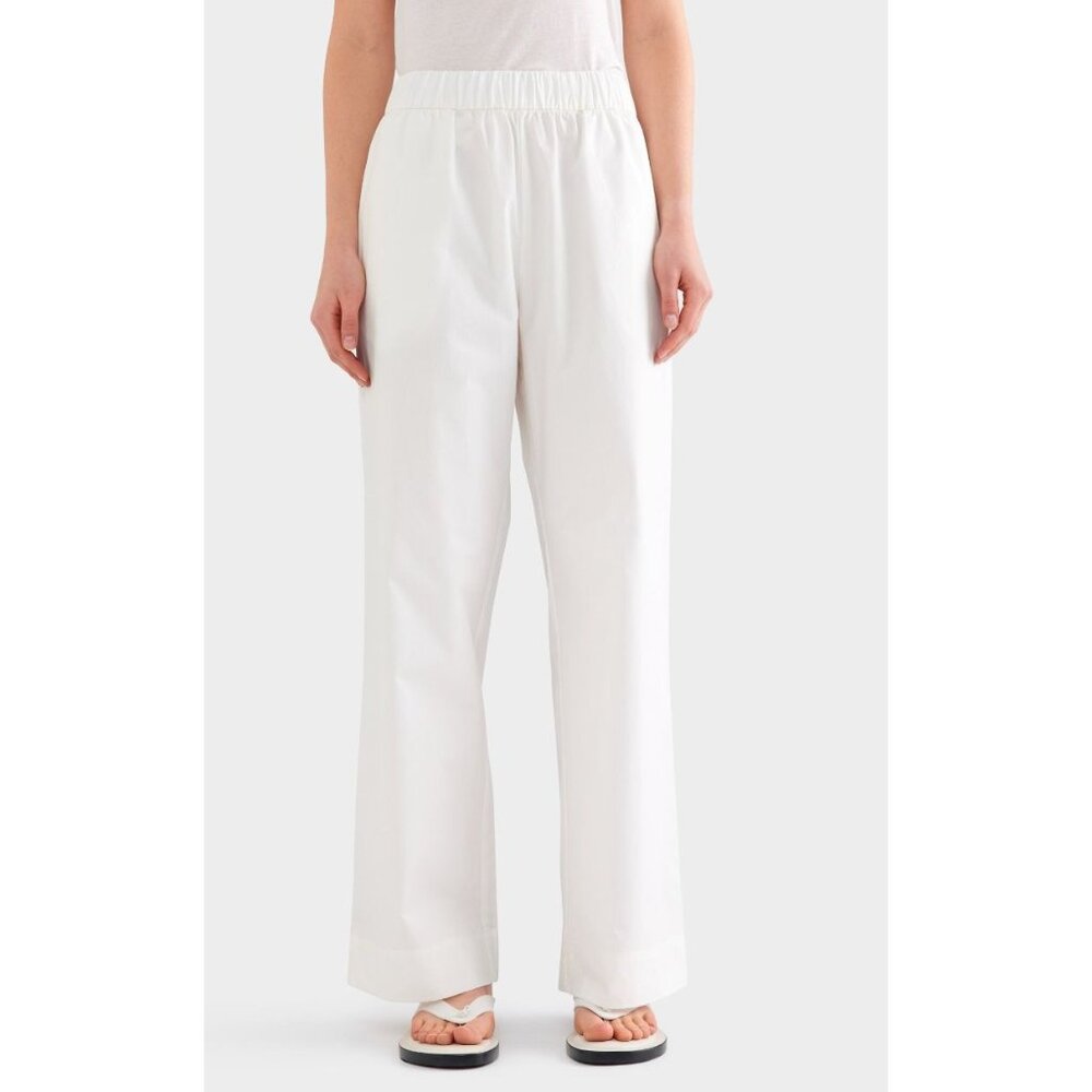 VENROY Bondi Australia Cotton Poplin Pants White Wide Leg Size Large